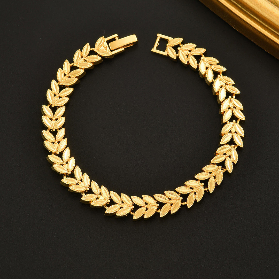 Laurel Leaf Full Chain Gold Bracelet (Light Luxury Niche Vintage Bracelet)