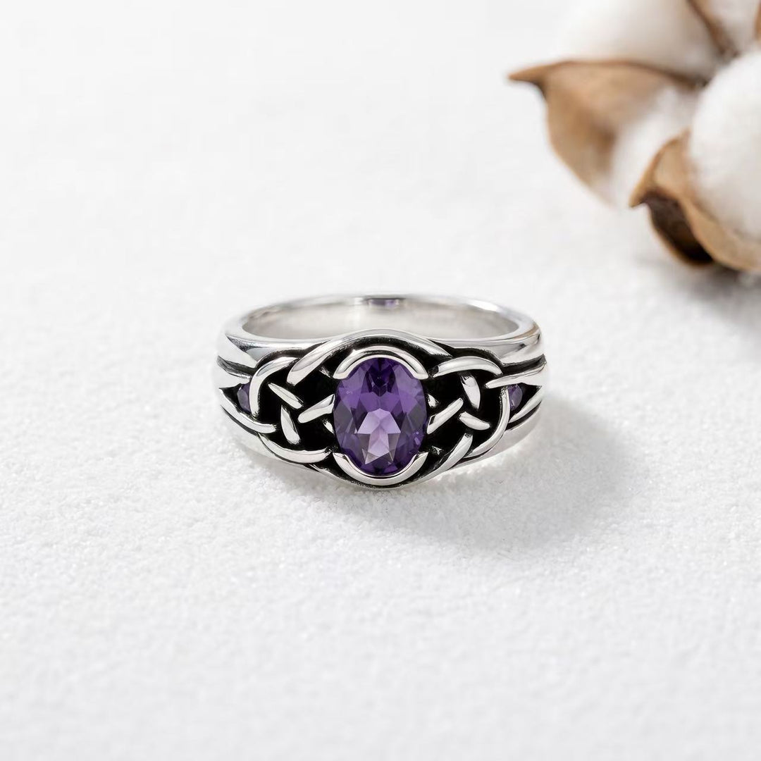 Celtic Knot Purple Diamond S925 Silver Ring