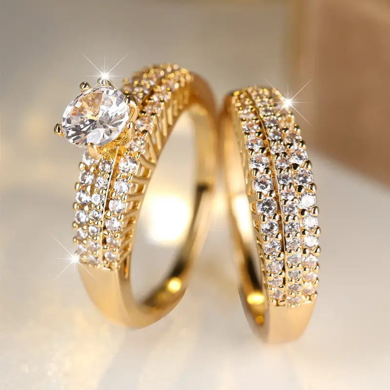 3-Row Pavé Center Stone Engagement Ring Set (Luxury Stackable Proposal Band 3-Piece)