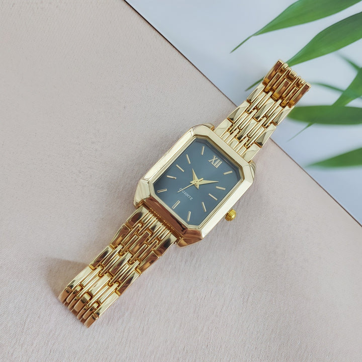 Vintage Rectangular Steel Band Quartz Watch for Women, Multi-Dial Luxury Business Casual Wristwatch