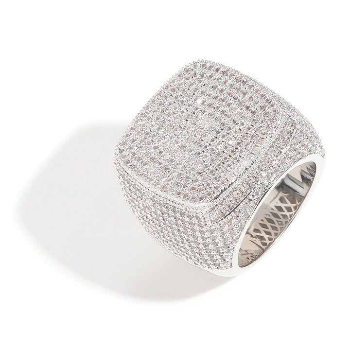 Full Pavé Square Sugar Wide Ring (Hip-Hop Style Light Luxury Personalized Band)
