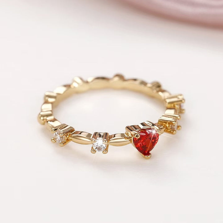 Heart Gemstone Band Set (Light Luxury Niche Romantic Ring)