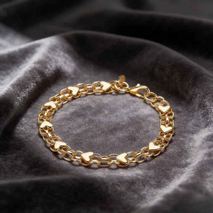 Double Layer Heart Bracelet Set (Light Luxury Sweet Wristband)
