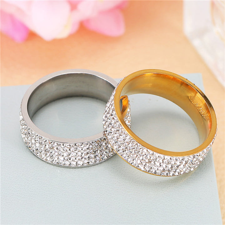 5 Rows Full Paved Diamond Wide Eternity Sterling Silver Ring, Bling Micro Pave Band Gold Silver Unisex Hip Hop Ring