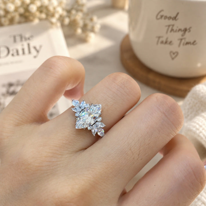 Marquise Cluster Diamond S925 Silver Ring