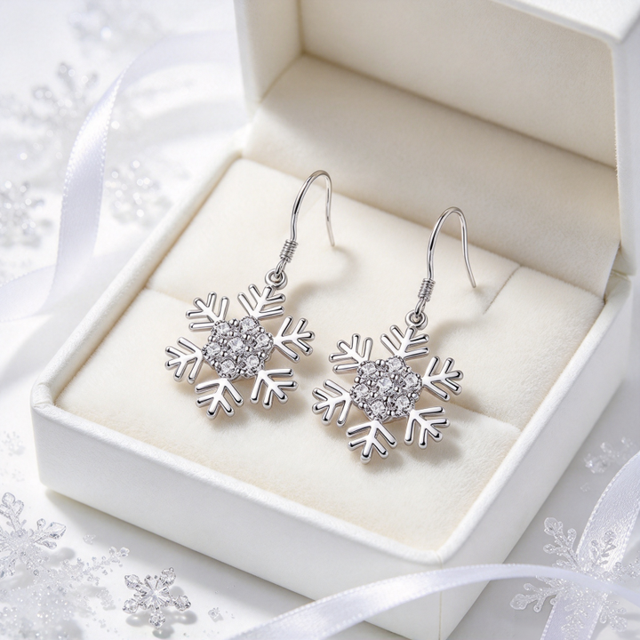 Snowflake Diamond Hook Earrings