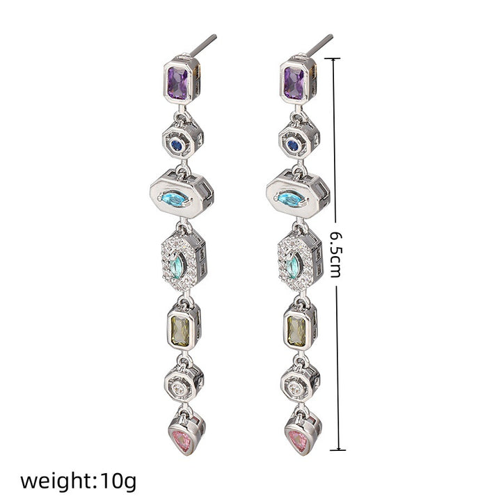 Rainbow Gradient Gemstone Drop Earrings (2 Colors Luxury Statement Earrings)