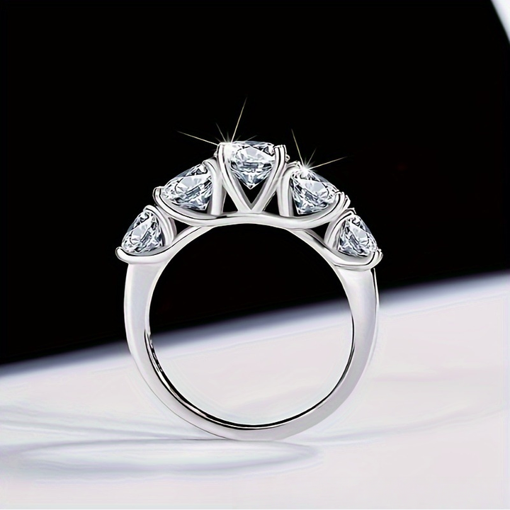 Pavé Diamond Ring Set (Light Luxury Niche Elegant Band)