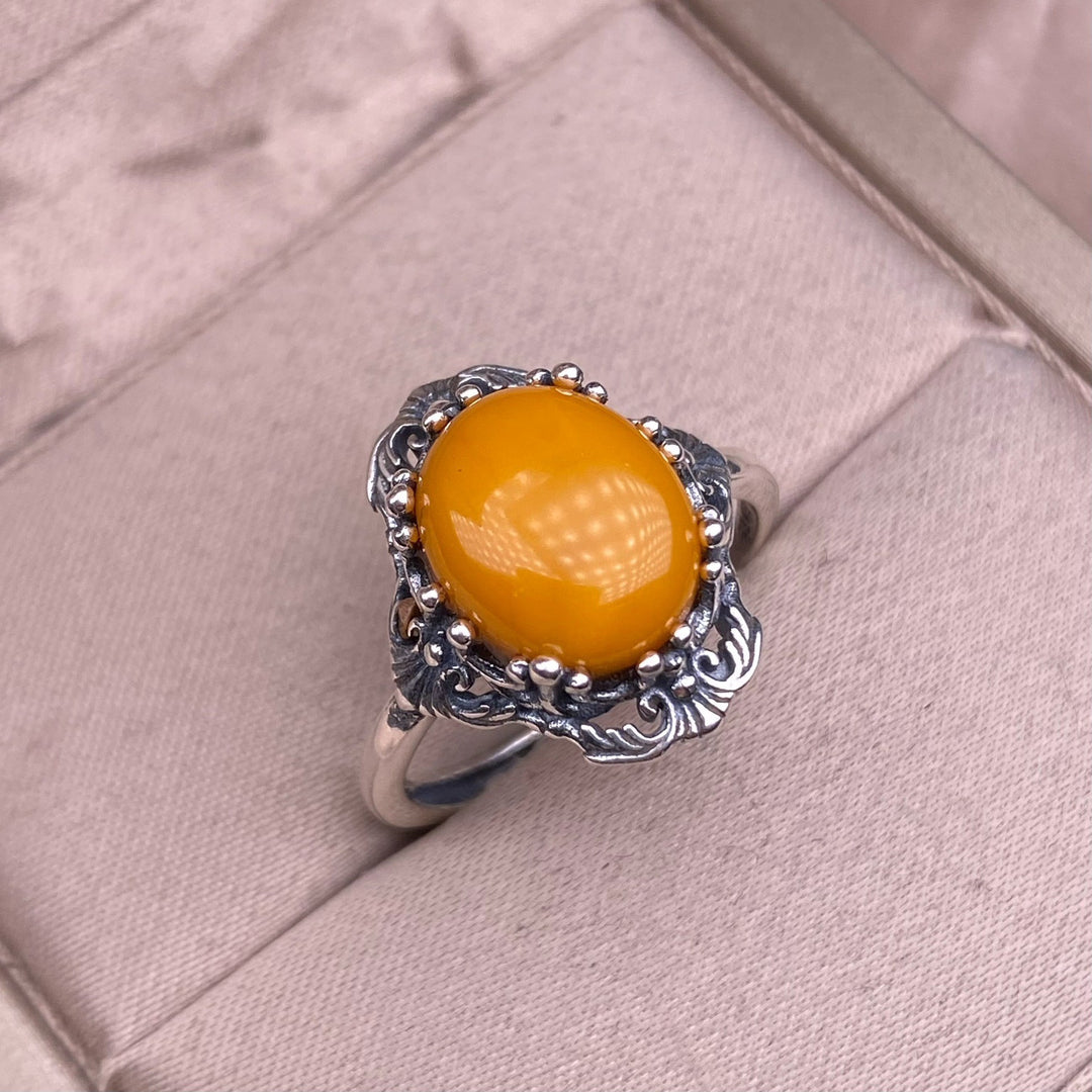 Vintage Royal Gemstone Ring Set (Light Luxury Niche Antiqued Band)