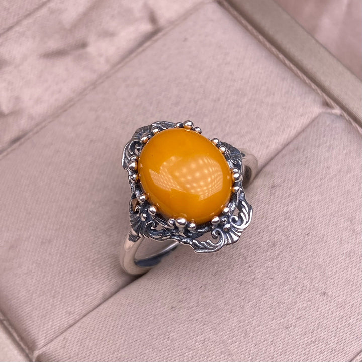 Vintage Royal Gemstone Ring Set (Light Luxury Niche Antiqued Band)