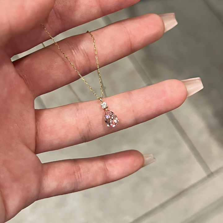 Pink Teardrop Pendant Necklace (Light Luxury Niche Gentle Choker)