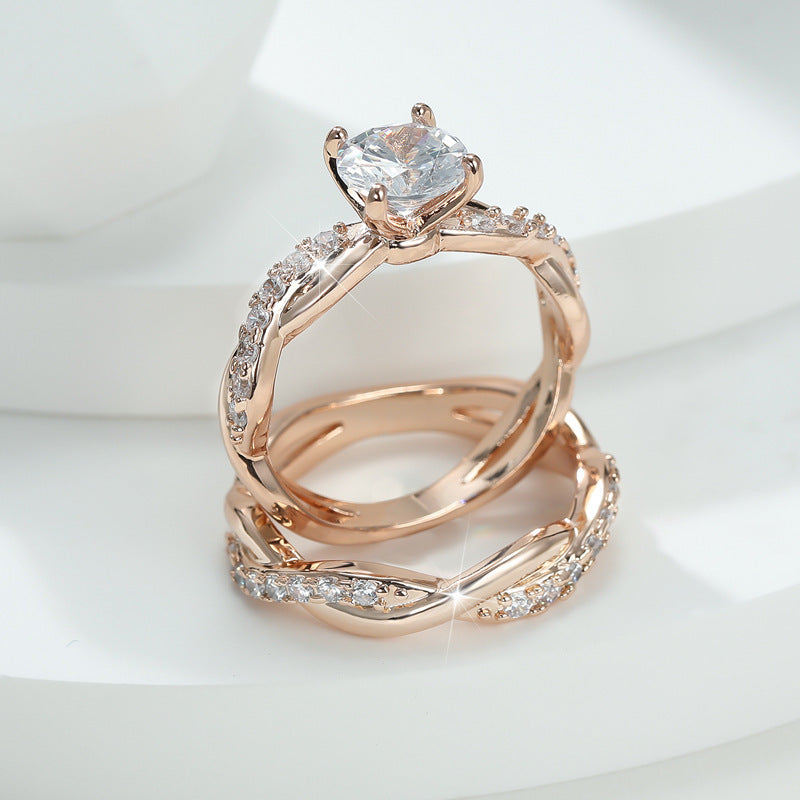 Intertwined Stackable Diamond Ring Set (Luxury Romantic Wedding Ring Style)