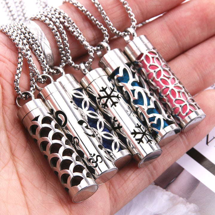 Cylindrical Hollow Aromatherapy Necklace Set (Light Luxury Niche Fragrance Necklace)
