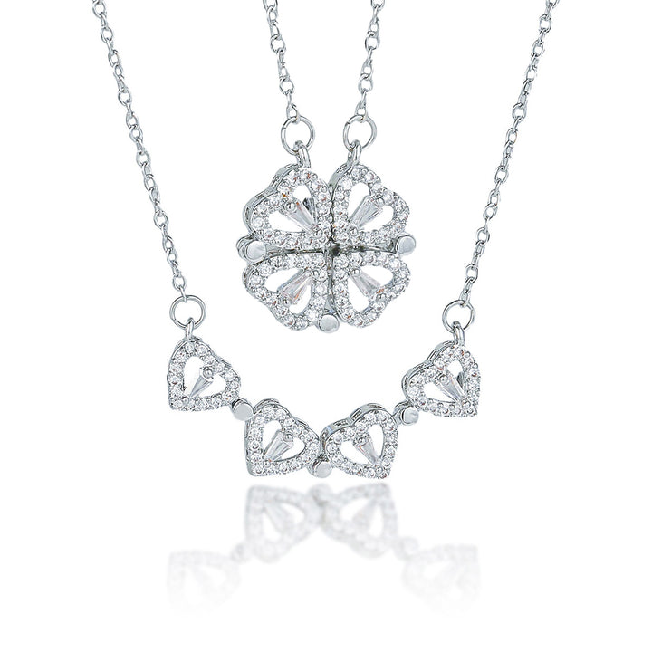 Transformable Heart Double Layer Choker Set (Light Luxury Niche Romantic Necklace)
