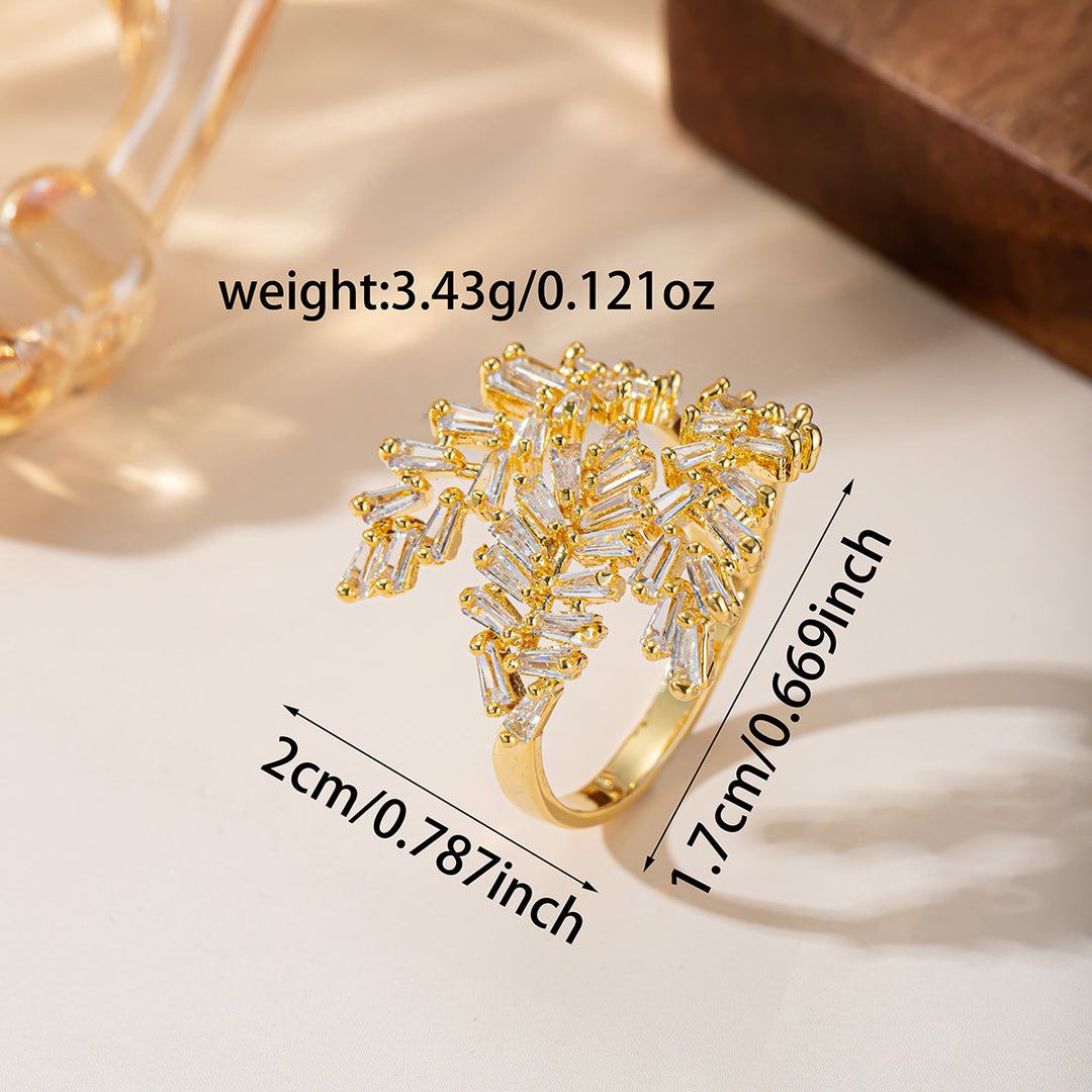 Gold Firework Baguette Diamond S925 Silver Ring