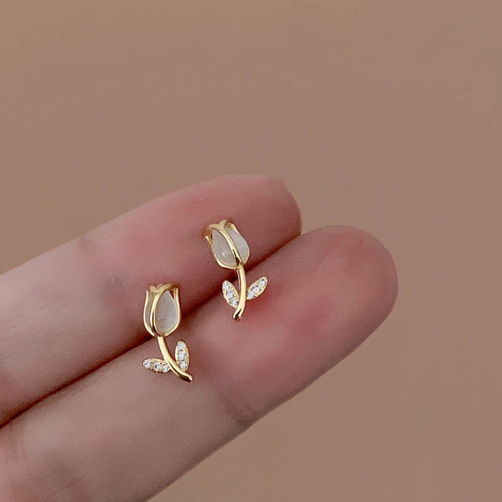 Tulip Cat's Eye Earring Set (Light Luxury Niche Fresh Earrings)