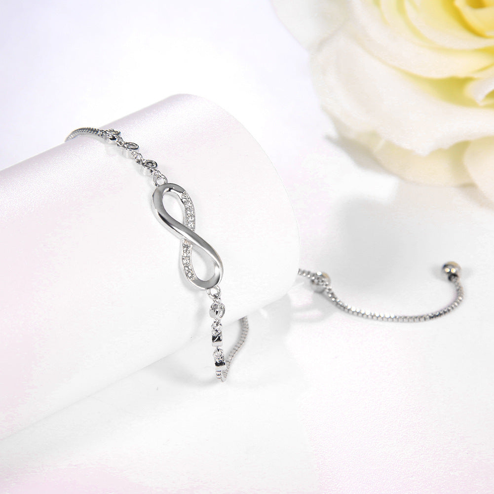 Infinity Symbol Diamond Adjustable Bracelet (3 Colors Delicate Pull-Tie Bangle)