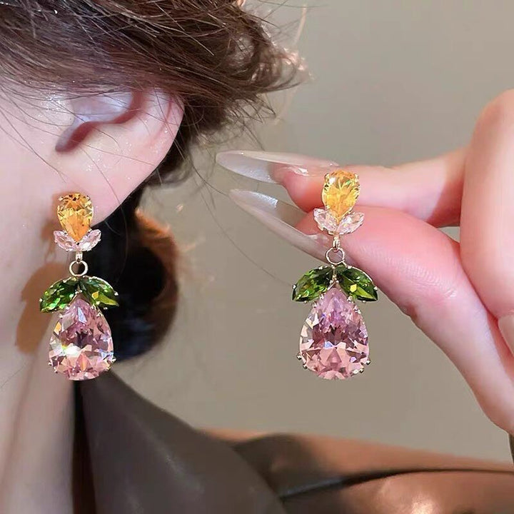 S925 Silver Multi-Color Teardrop Diamond Drop Earrings