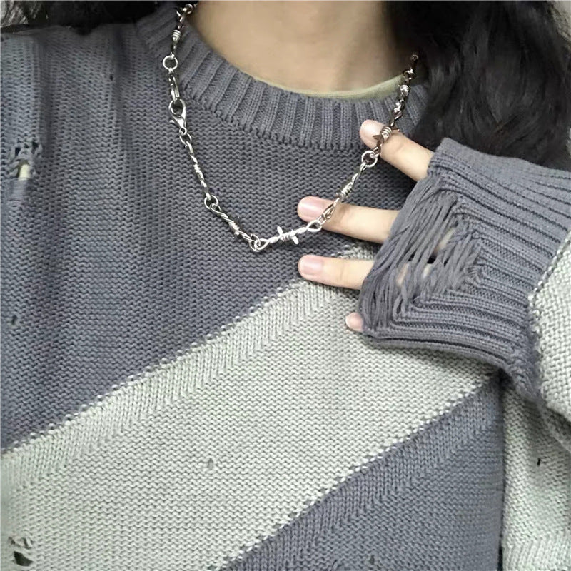 Barbed Wire Thorn Chain Necklace