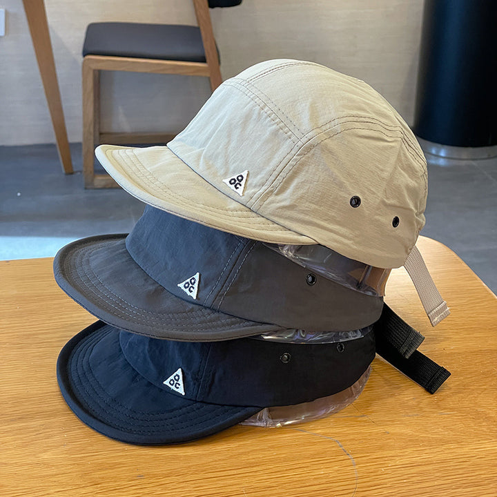 European & American Outdoor 5-Panel Quick Dry Short Brim Camp Cap, Lightweight Breathable Adjustable Sun Hat for Hiking & Camping