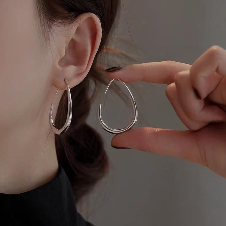 Teardrop Arc Hollow Threader Earrings (Minimalist Long Earrings)