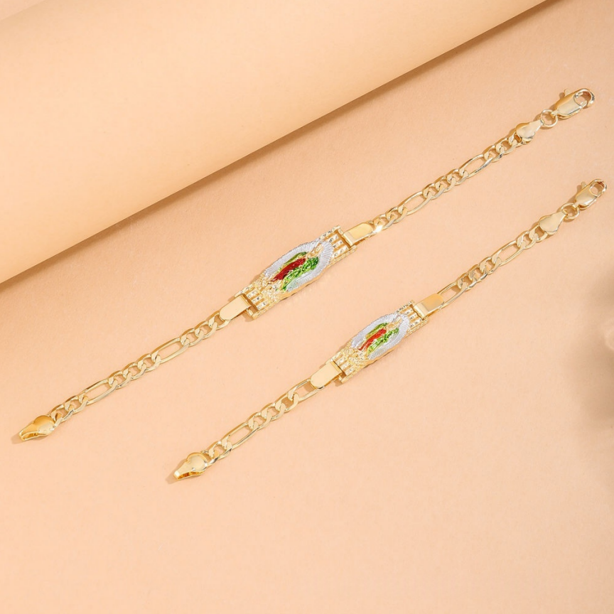 Our Lady Cuban Link Bracelet Set (Light Luxury Niche Religious Bracelet)