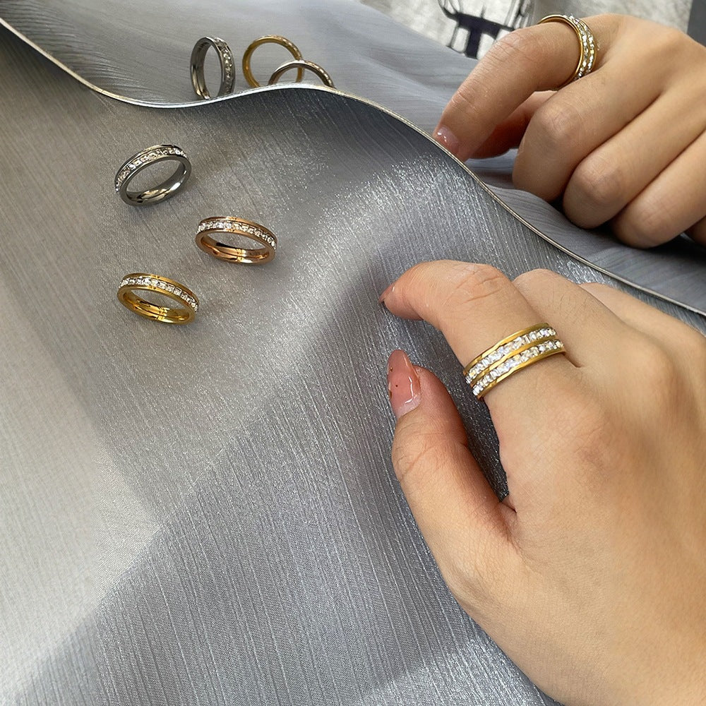 Princess Cut Single/Double Row Pave Band Ring (3 Colors Luxury Statement Ring)