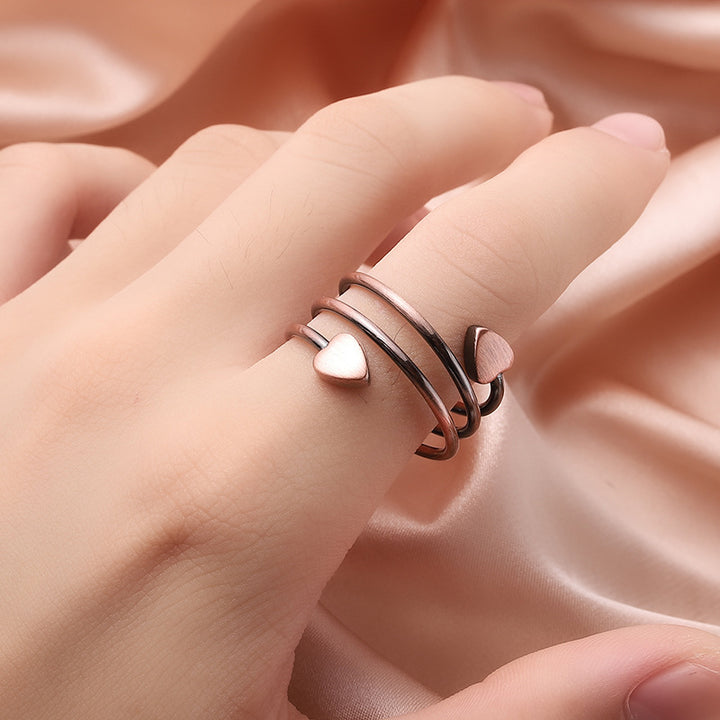 Double Heart Spiral Open Ring Set (Light Luxury Niche Individual Band)