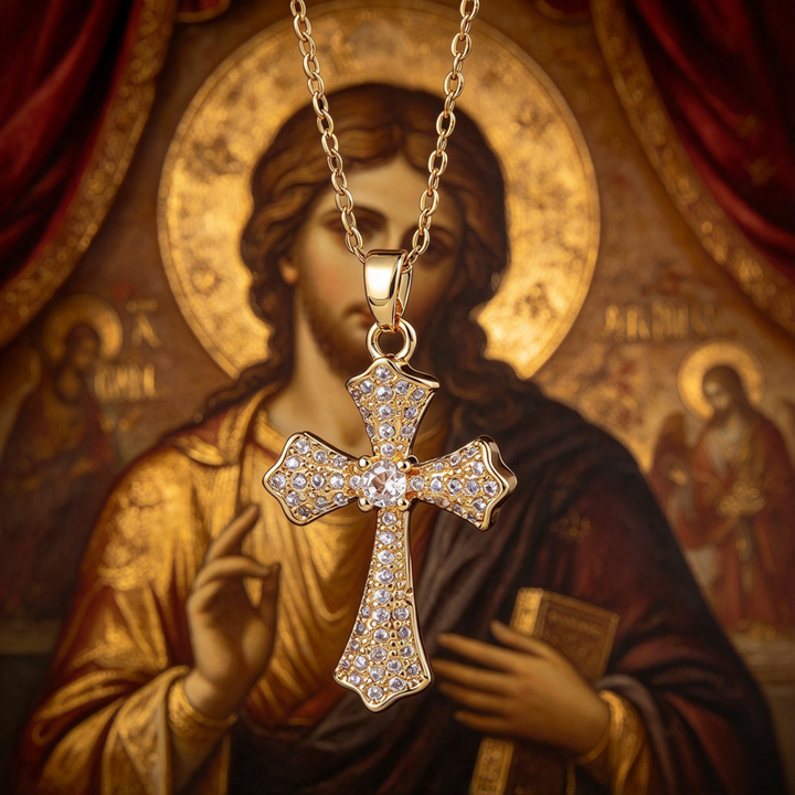 Full Paved Diamond Cross Necklace