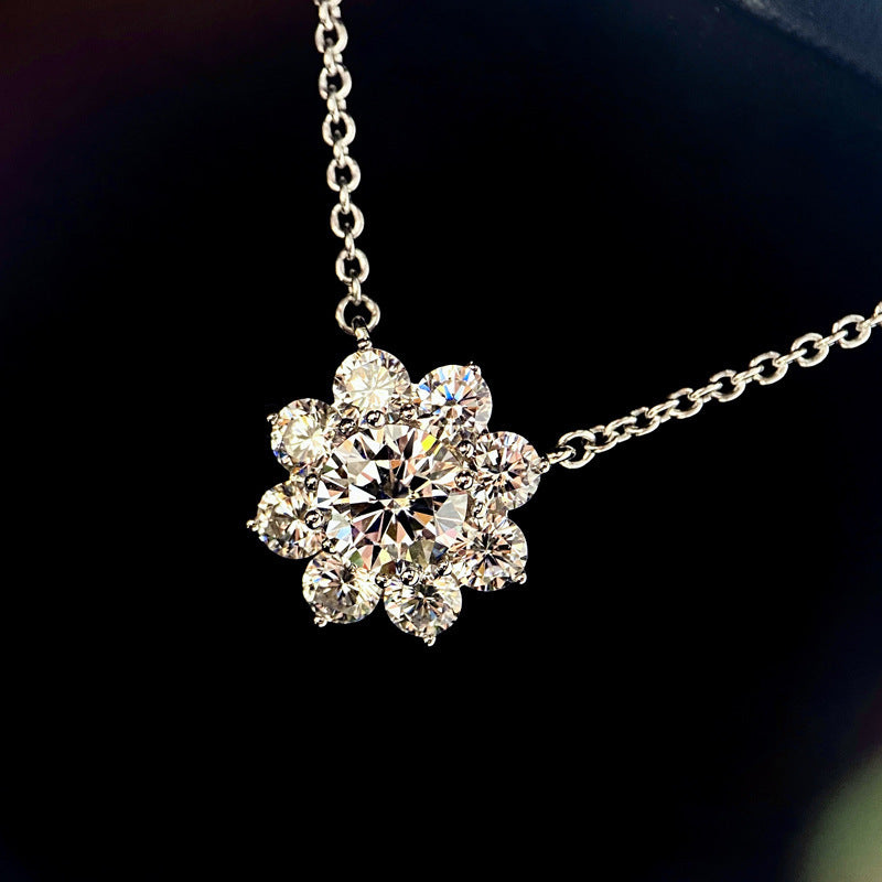 Sunflower Pavé Jewelry Set (Light Luxury Niche Sparkling Earrings / Ring / Necklace)
