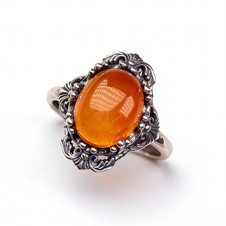 Vintage Royal Gemstone Ring Set (Light Luxury Niche Antiqued Band)