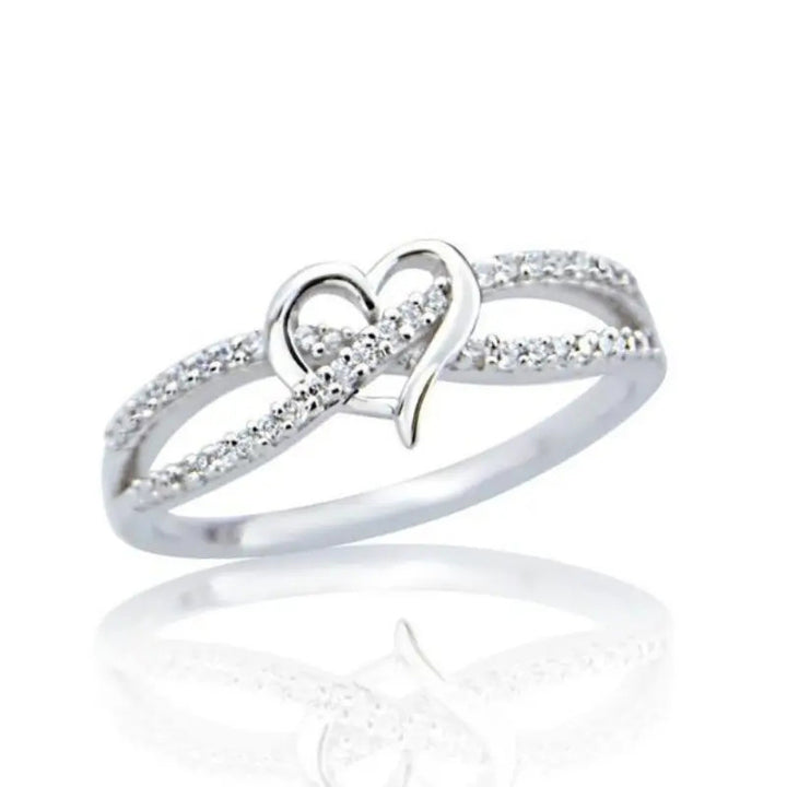 Intertwined Double Heart Pave Ring (Light Luxury Niche Romantic Band)