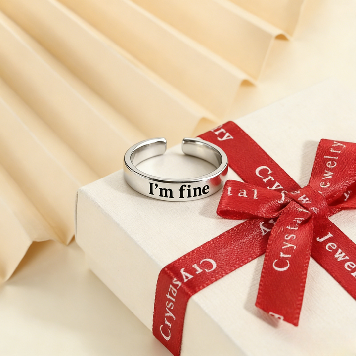 "I'm fine" Mantra Open Ring (Self-Care Minimalist Band)