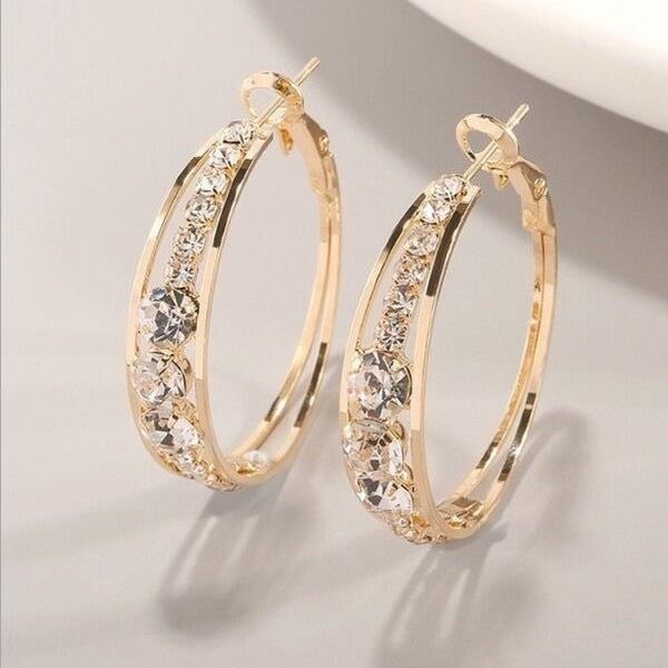 Double Layer Pavé Hoop Earring Set (Light Luxury Niche Design Earrings)