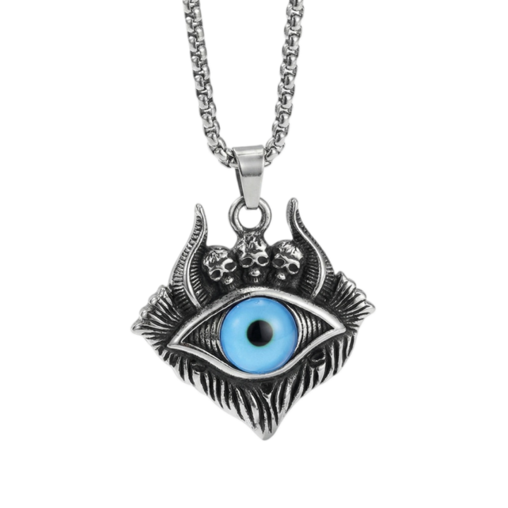 Vintage Silver Evil Eye Necklace, Multiple Pendant Options