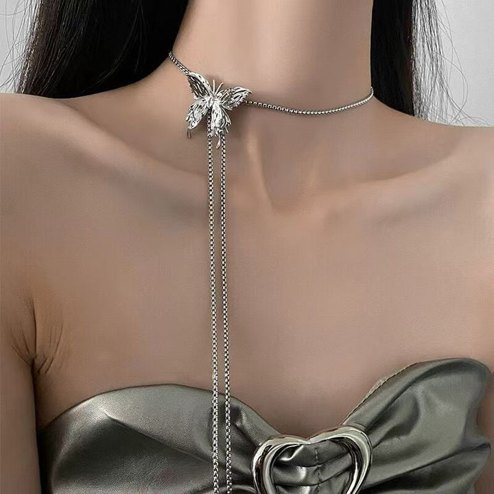 Adjustable Pull Butterfly Multi-Purpose Chain, Liquid Butterfly Tassel Pull Chain, 3-Way Wear Necklace / Waist Chain / Arm Cuff Accessory