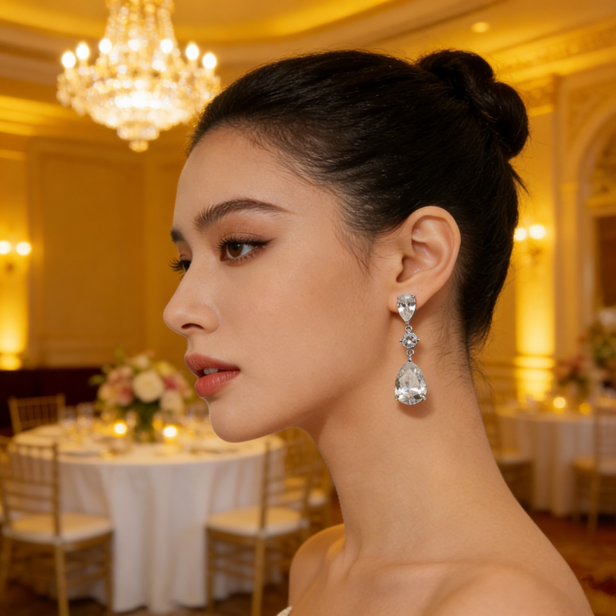 Pear-Shaped Pavé Drop Earrings (Luxury Gala Statement Earrings)