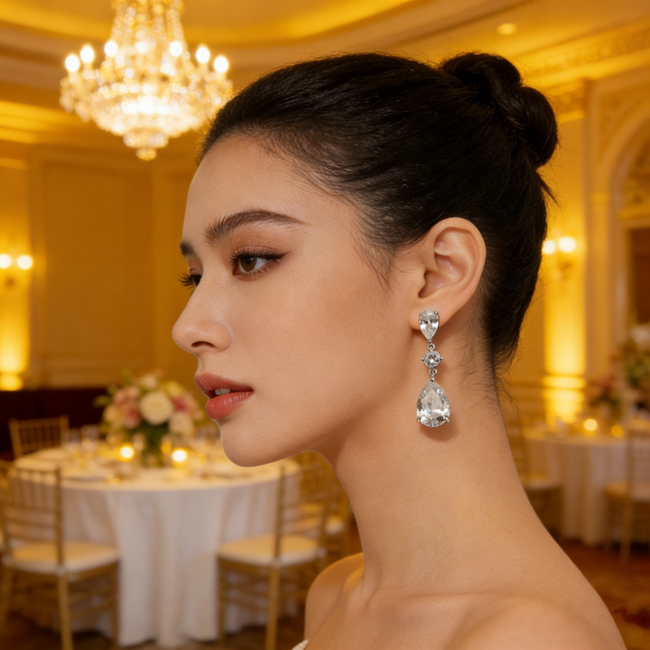 Pear-Shaped Pavé Drop Earrings (Luxury Gala Statement Earrings)