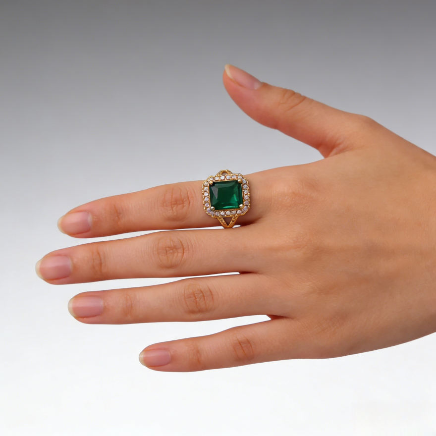 Emerald-Cut Diamond Open Ring (Vintage Luxury Pavé Band)