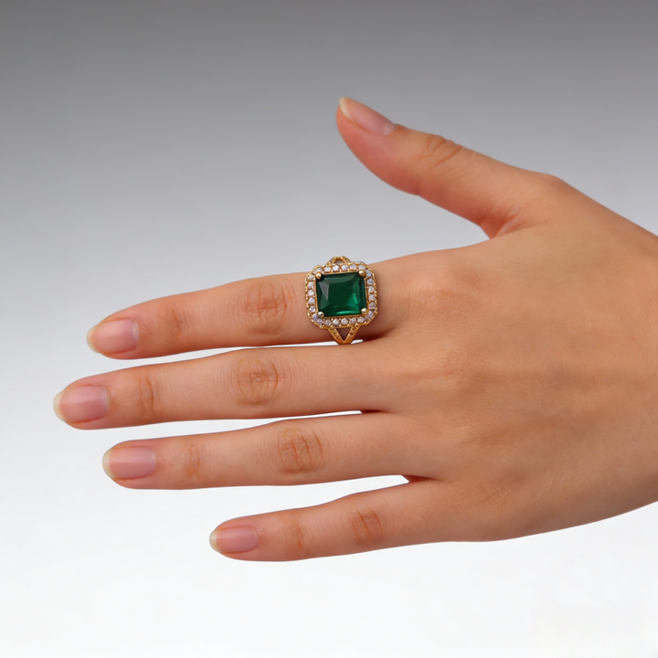 Emerald-Cut Diamond Open Ring (Vintage Luxury Pavé Band)