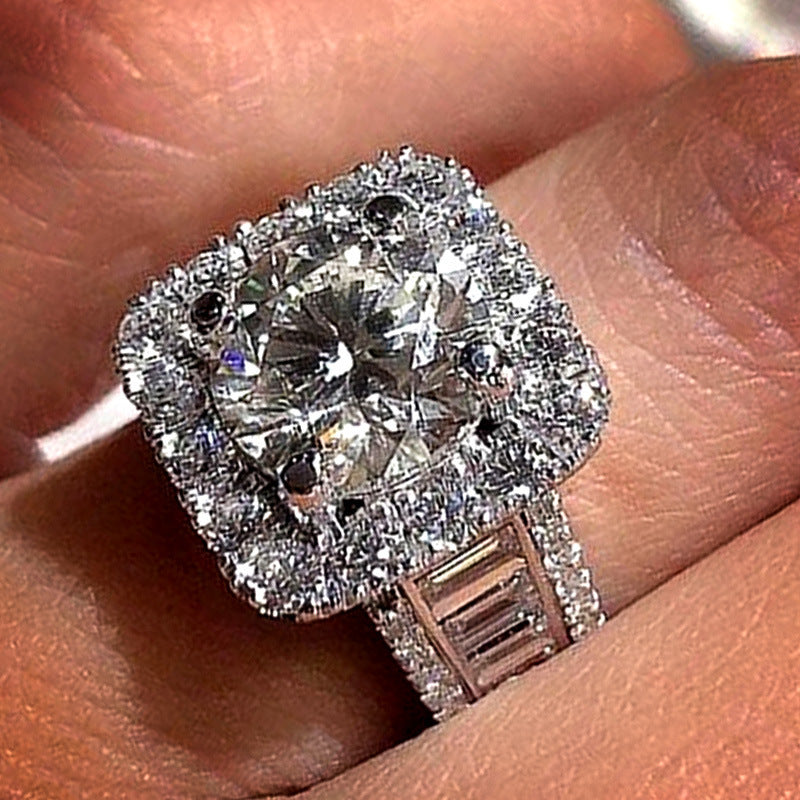 Cushion Halo Baguette Diamond Ring (Luxury Statement Engagement Band)