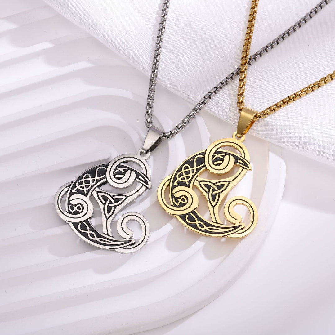 Celtic Knot Triquetra Raven Necklace (Vintage Norse Mystic Choker)