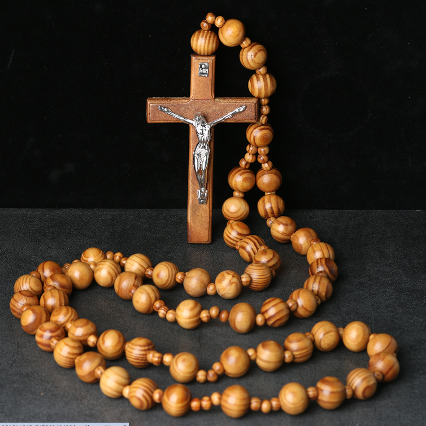 Wooden Rosary Beads with Crucifix Pendant