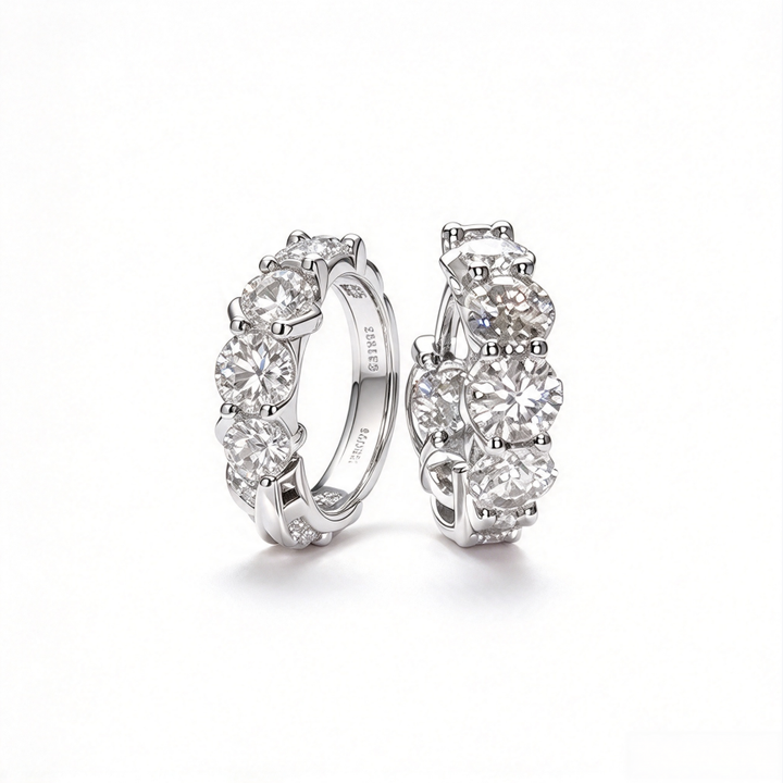 S925 Silver Paved Diamond Hoop Earrings