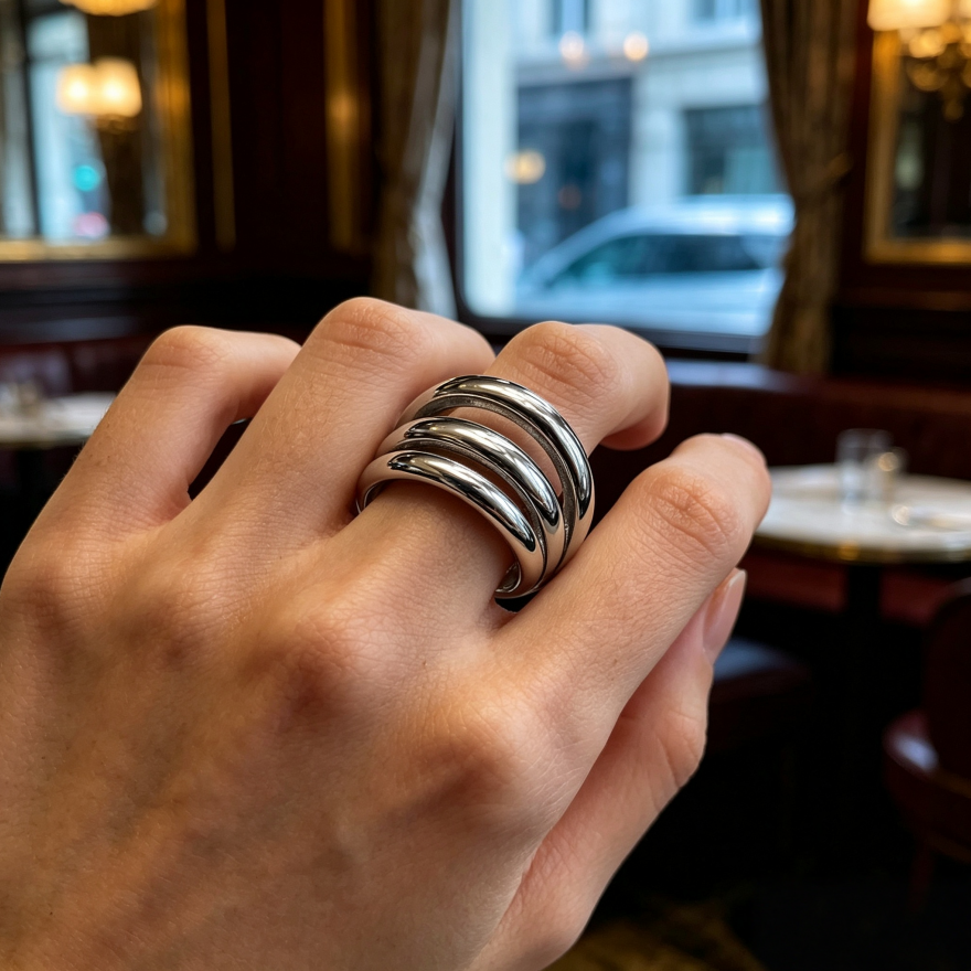 Triple Wrap Band Ring, Gold Silver Minimalist 3 Lines Stacked Ring For Women