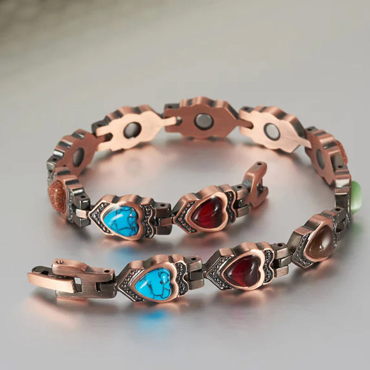 Vintage Copper Multi-Stone Magnetic Therapy Bracelet (Multiple Styles Women's Health Bangle)