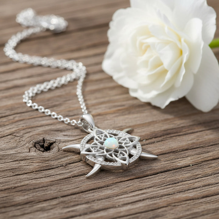 Celtic Knot Triple Moon S925 Silver Necklace, Opal Hollow Retro Pendant Choker, Mystical Diamond Ladies Necklace