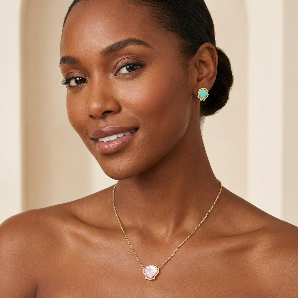 Ocean Shell Gemstone Collection (Light Luxury Niche Vacation Style Necklace / Earrings)