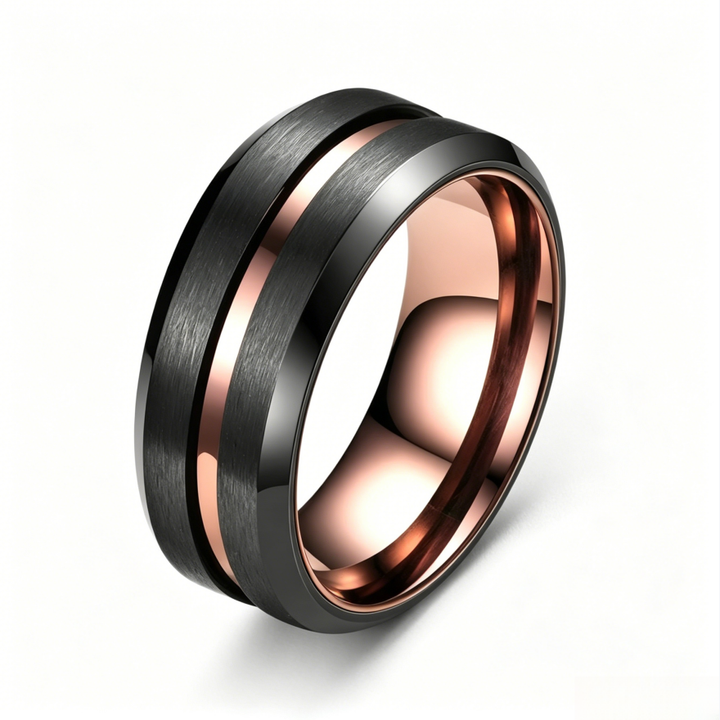 Men's Brushed Groove Color Accent Ring (Multi-Color Unisex Band)