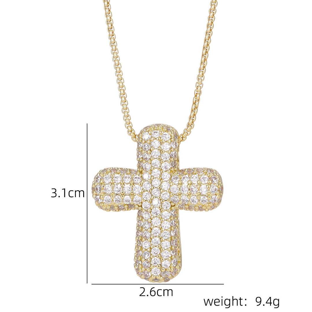 Pavé Diamond 3D Cross S925 Silver Necklace, Hip Hop Iced Out Cross Pendant Chain